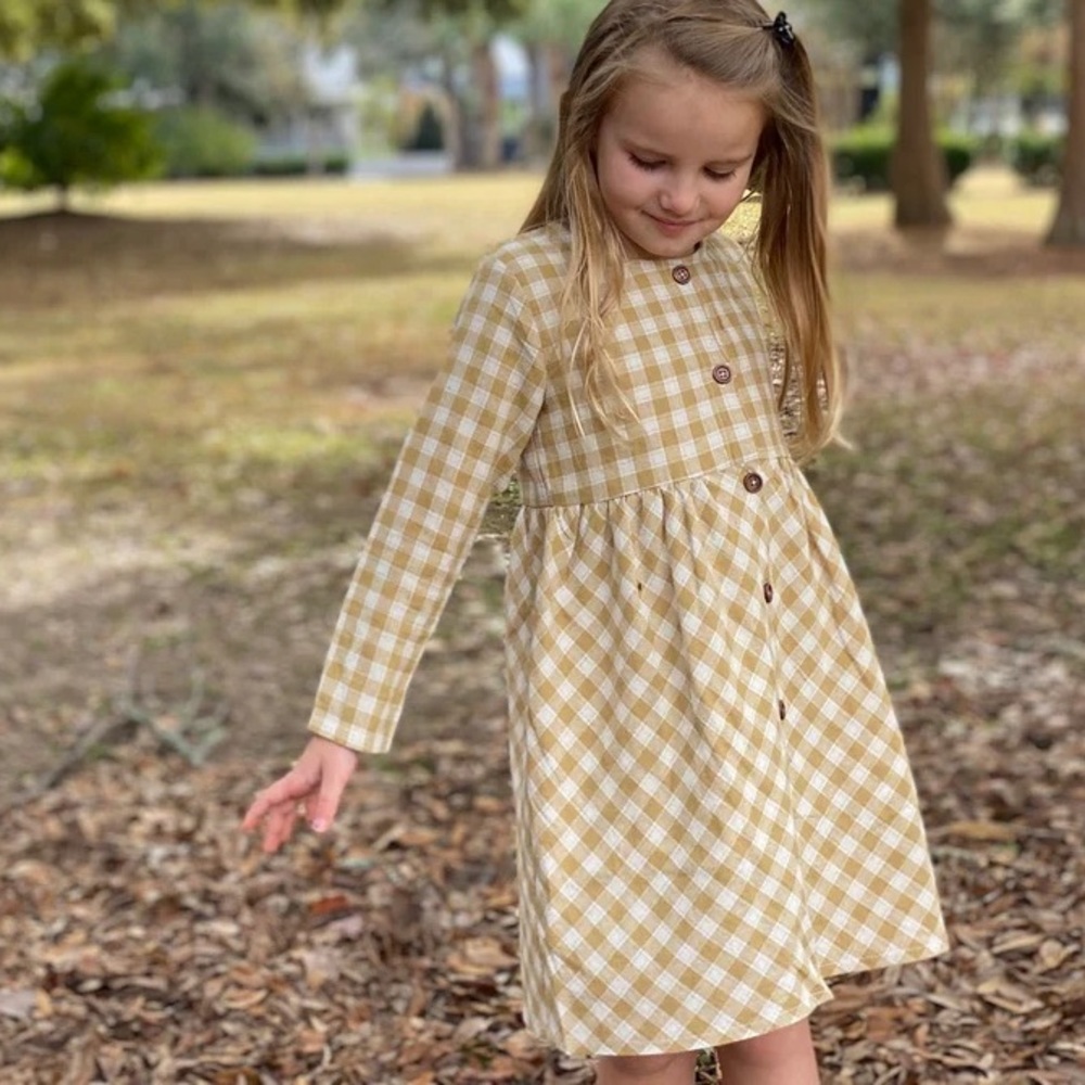 Vignette kit dress in gold plaid fall weather Size 14 Y